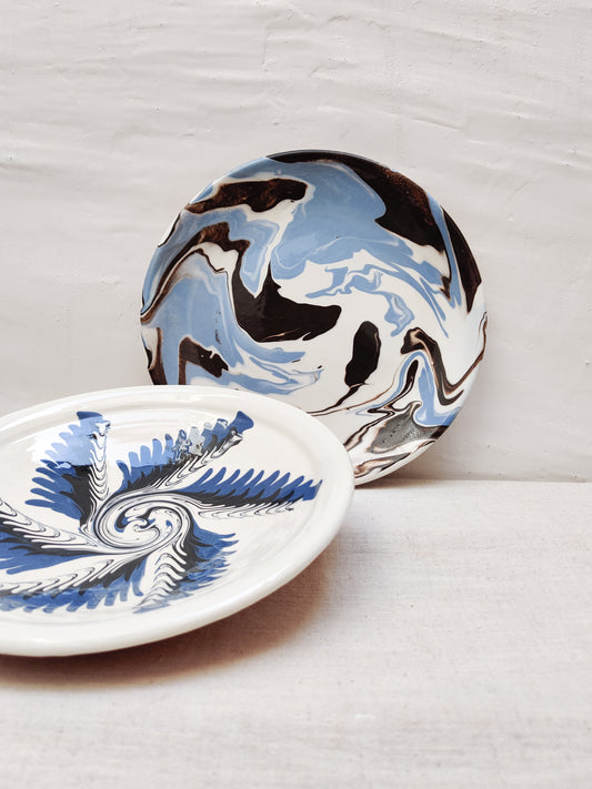 Huelva marbled blue dinner plate