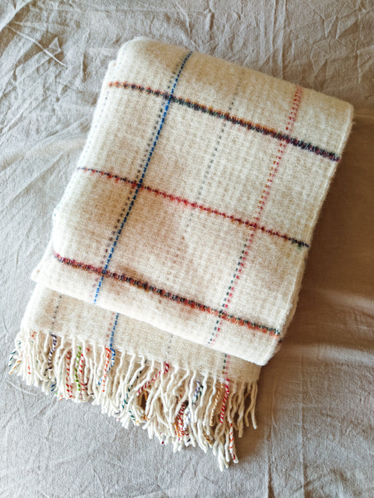 Merino wool white sofa plaid blanket