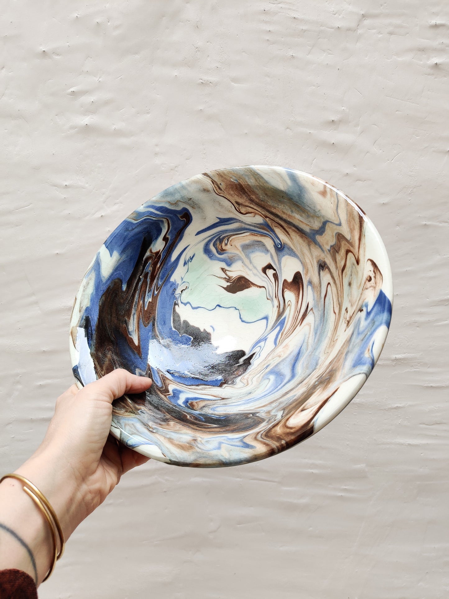 Huelva ceramic marbled serving bowl