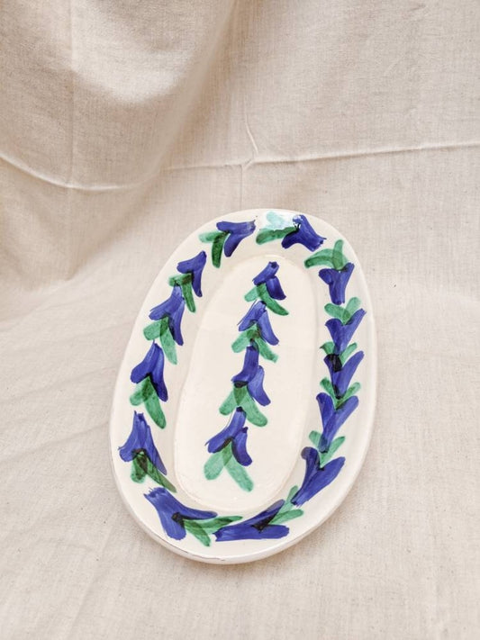 Handmade ceramic oval serving platter made in Spain