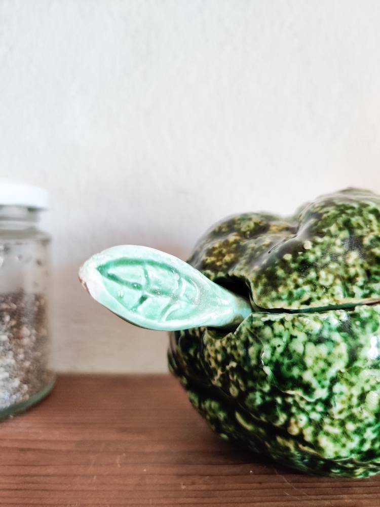 Handmade ceramic sugar bowl with lid and spoon - orange shaped jar for sugar- Handmade Honey Pot