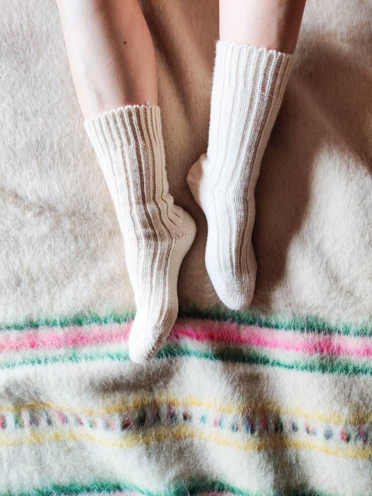 Merino wool beige socks