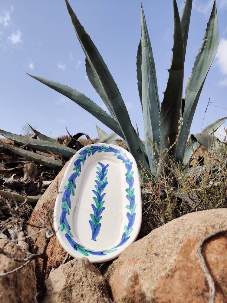 Handmade ceramic oval serving platter made in Spain