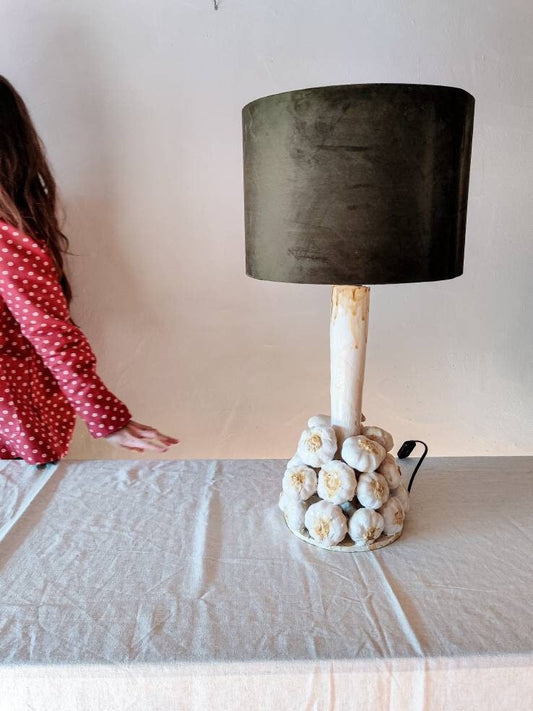 Handmade ceramic garlic topiary table lamp