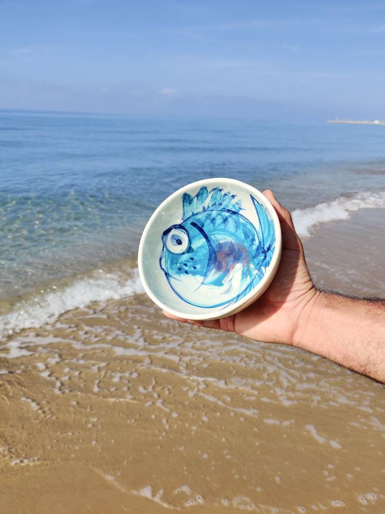 Spanish traditional hand painted bowls with fish