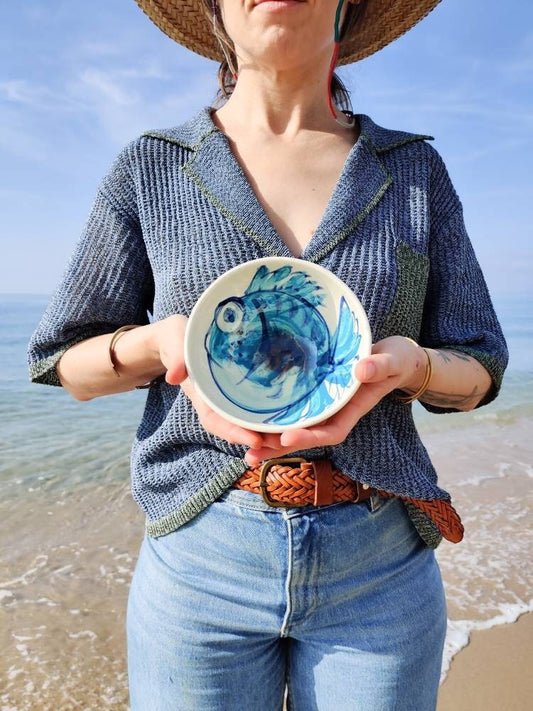 Spanish traditional hand painted bowls with fish